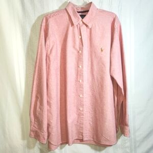 RALPH LAUREN CLASSIC FIT MEN'S PEACH BUTTONDOWN  LONG SLEEVE SHIRT SIZE XL